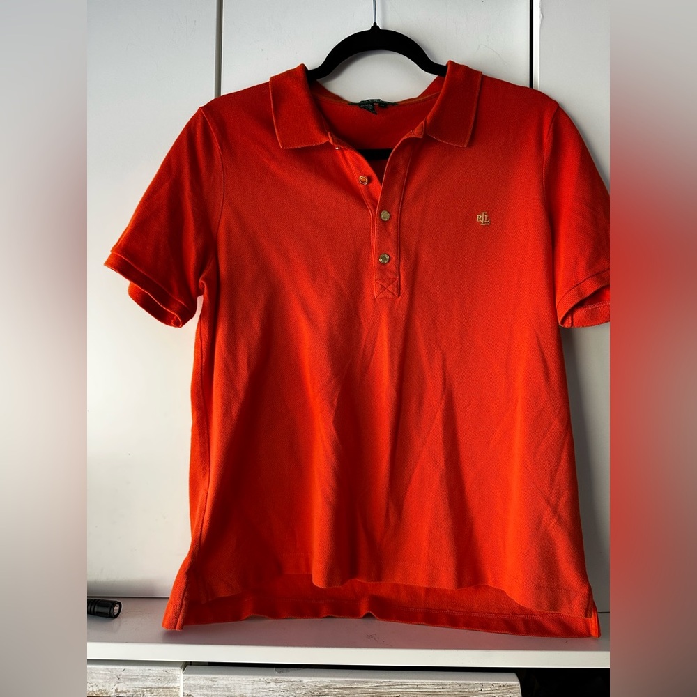❤️ Ralph Lauren Orange Polo Shirt XL Classic Logo Cotton